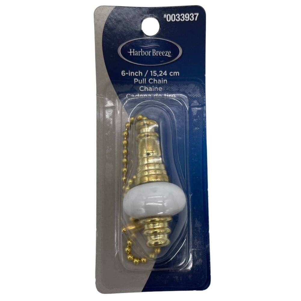 Elegant Polished Brass and White Porcelain Pull Chain Ornament - MPN 0033937